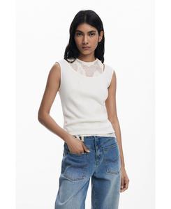 Женская двухслойная футболка без рукавов Desigual, Off white