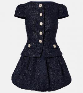 Мини-платье из букле Self-Portrait, Navy