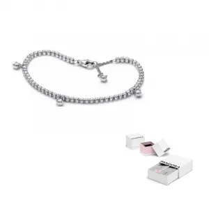 Pandora Серебряный браслет 925 пробы с синтетическим цирконием для женщин silver