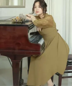 Платье с круглым вырезом, свадебное платье, вечернее платье, платье для приглашения, платье для особого случая, платье для встречи выпускников Pourvous, цвет Khaki