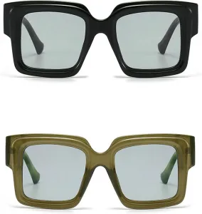 Солнцезащитные очки Melrose Oversized Punk 2023 для женщин и мужчин, квадратные солнцезащитные очки-маска, модные женские очки, 2pcs Black&brown