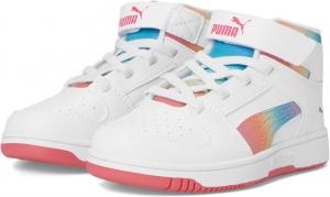 Кроссовки PUMA Kids Rebound Layup Mid Hook And Loop, Puma White/Magic Rose