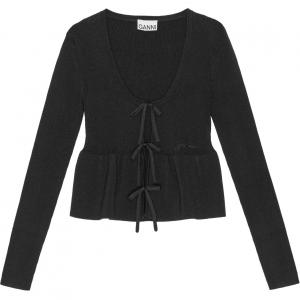 Кардиган с длинными рукавами на завязках GANNI, черный