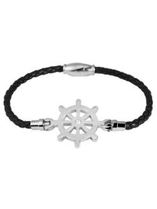 Adeliás Женский браслет - текстильный браслет из кожи, 18 см, черный