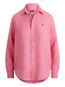 Льняная рубашка с логотипом Polo Pony Polo Ralph Lauren, розовый