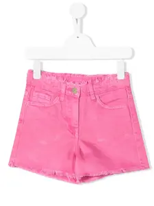Джинсовые шорты с бахромой Monnalisa, розовый