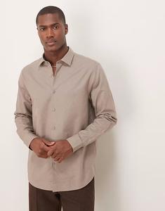 Строгая рубашка из льняной смеси ASOS DESIGN коричневого цвета