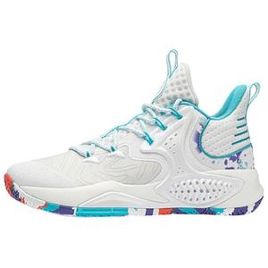 QIAODAN Мужские баскетбольные кроссовки Low-Top бело-синие с амортизацией и противоскользящей подошвой