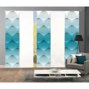 Раздвижные шторы BENARIS на липучке, комплект из 5 шт., ВxШ: 245x60 см, включая крепежные аксессуары Home Wohnideen, Petrol