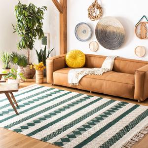 Ковер SAFAVIEH, 244 x 305 см, - коллекция Natura - большой - цвета ivory и green, ручной работы из шерсти, идеально для гостиной, спальни, столовой (NAT851Y)