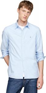 Мужские рубашки Tommy Hilfiger из поплина с длинным рукавом, облегающего кроя, мужские рубашки на пуговицах, также доступны в размерах для больших и высоких женщин., Vessel Blue / Optic White