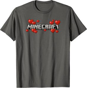 Футболка с логотипом Minecraft Hearts, серая (серый меланж), размер S