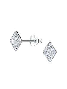 Alexander York Серьги-гвоздики в форме бриллианта с кубическим цирконием в оправе из серебра 925 пробы, комплект из 2 штук