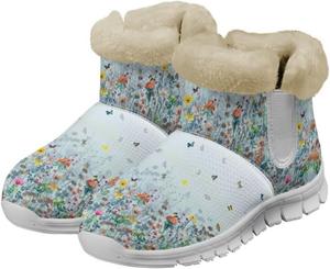 Женские теплые ботинки Jeiento с утеплителем для зимы, удобные зимние ботильоны на каждый день, женские походные ботинки с наружной подошвой, предотвращающей скольжение, Wild Floral Flowers