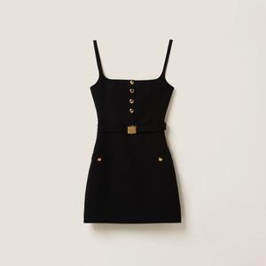 Мини-платье из грана-пудры MIU MIU, черный