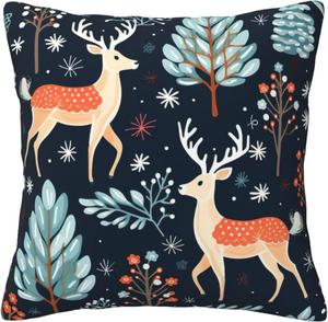 Ogniwo Мягкая квадратная подушка-плед с новогодним принтом Christmas Trees Deer