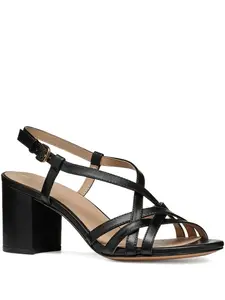 Кожаные босоножки на каблуке Geox, черный