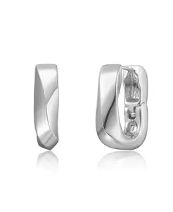 Мини-Серьги-Кольца геометрической формы с покрытием из белого золота или 14-каратного золота Rachel Glauber, silver