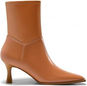 Женские ботильоны Coutgo на низком каблуке с острым носком и боковой молнией, короткие ботинки для осени, Brown