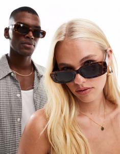 Солнцезащитные очки Aire Ceres slim с прямоугольной оправой и черными линзами в темно-черепаховом цвете