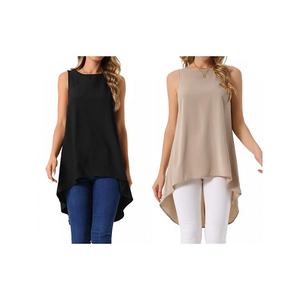 2 упаковки женской повседневной блузки с асимметричным подолом Inspire Chic, Black Khaki