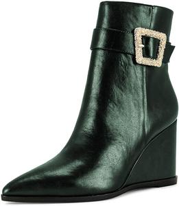 Женские ботильоны Pazzion с зауженным носком, боковой молнией, клиновидным каблуком средней высоты, ремешком с пряжкой, короткие ботинки для повседневной носки, вечеринок, офиса и платьев, размеры 4-16 US, Green