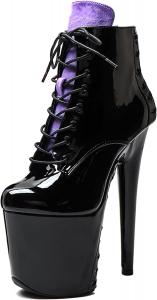 Женские ботильоны для танцев на шесте WUXIN H&P, 8 дюймов, экзотические, с зеркальной платформой, на шпильке, с высоким каблуком и шнуровкой, Black