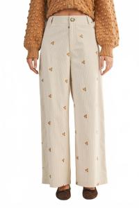 Вышитые вельветовые брюки широкого кроя кремового цвета Mustard Seed, кремовый