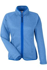 Женская футболка CORE365 Venture с меланжевой полосой и застежкой-молнией, true royal/ white