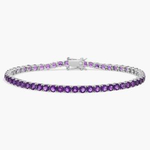 Теннисный браслет с аметистом и камнем рождения из 14-каратного белого золота Blue Nile