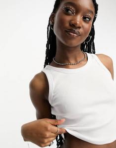 Белый укороченный топ в рубчик JJXX Fallon