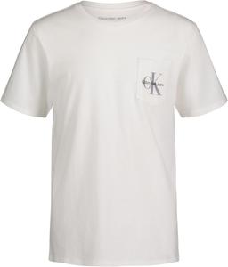 Футболка Calvin Klein Boys с коротким рукавом, карманом, логотипом и круглым вырезом, мягкая, удобная, свободного кроя, White