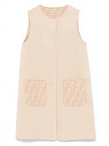 Платье с логотипом FF FENDI KIDS, нейтральный