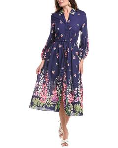 Гарри Би Платье-рубашка с рукавами-фонариками Garrie B, синий