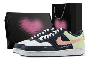 Nike Кроссовки Court Vision Low Fantasia Green, Heart Box Low top мужские сине-зеленые