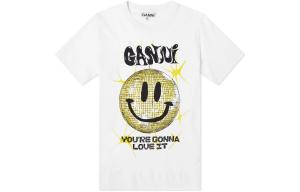 Белая расслабленная футболка Basic Jersey Smiley GANNI