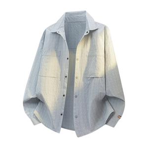 Рубашка Unisex Lapel Moderate WARRIOR, air синий[free diy badge]