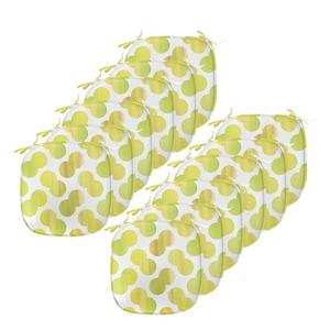 ABAKUHAUS Зеленые и белые подушки на обеденный стул, акварельные точки, декоративная водонепроницаемая подушка с ремнями для кухонных сидений, 40 см x 40 см — упаковка из 12 шт., светло-зеленый и белый