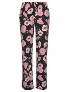 Пижамные штаны с черно-розовым цветочным принтом LASCANA
