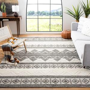 Ковер SAFAVIEH, 244 x 305 см, - коллекция Natura - большой - Ivory & Grey, ручной работы из шерсти и хлопка, марокканский богемный племенной дизайн, идеально для гостиной, спальни, столовой (NAT104A)