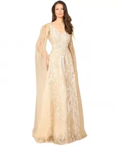 Женское платье с V-образным вырезом и длинными рукавами-накидкой Lara, коричневый/бежевый