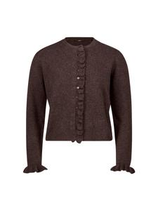 Кардиган с воланами из темно-коричневого меланжа Zero