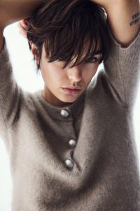 Свитер из мохеровой смеси с декоративными пуговицами H&M, бежевый