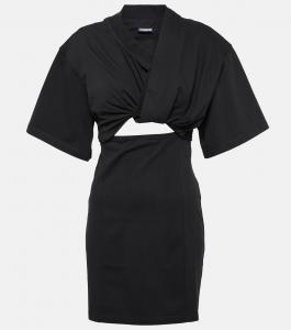 Хлопковое мини-платье La Robe Bahia JACQUEMUS, черный