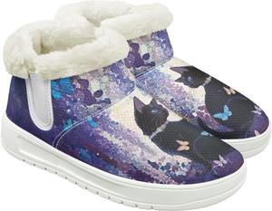 Женские снежные ботинки JoyLamoria, противоскользящие, спортивные, модные, с пушистым утеплителем для улицы, Cat Butterfly Flower