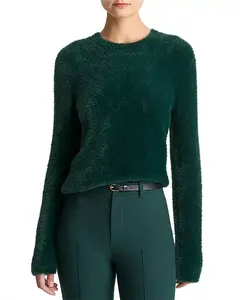 Свитер с круглым вырезом и рисунком ресниц Vince, зеленый