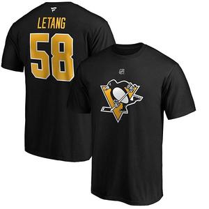 Футболка мужская Kris Letang черная Pittsburgh Penguins Authentic Stack Name & Number Fanatics
