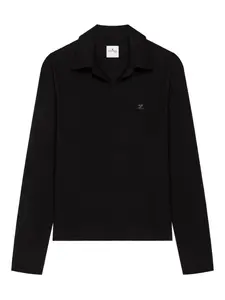 Рубашка поло в рубчик с логотипом Courrèges, черный