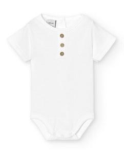 В упаковке 2 детских боди с короткими рукавами и планкой 1x1 Babidú, белый