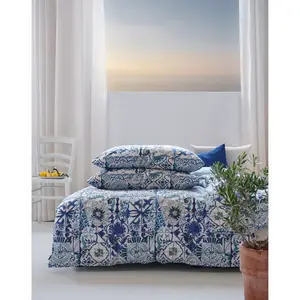 Постельное белье APELT «Azzuro», сине-белая плитка, расписанная вручную в стиле Амальфи, сертифицирована GOTS, цвет blau